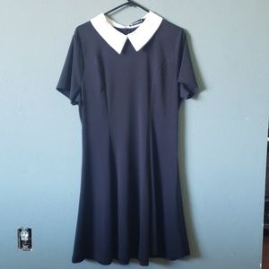 Black Dress White Collar Short Sleeves